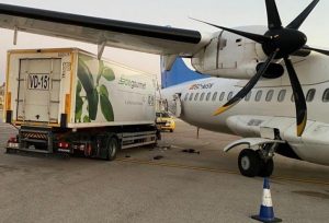 Air Europa ATR 72-500 (EC-MSN) was substantially damaged in a ground accident wh...