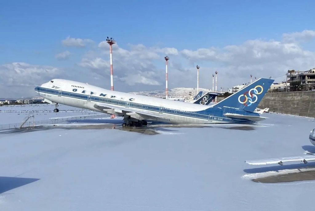 Olympic Airways Boeing 747-284B (SX-OAB) tipped onto its tail at Athens Elliniko...