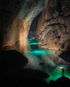 captures the awe-inspiring beauty of this lake inside the largest cave in the wo...