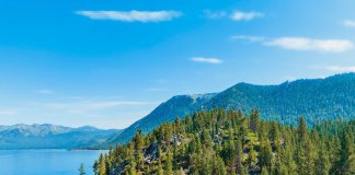 captures the serene beauty of Chimney Beach in Lake Tahoe, Nevada. It derives i… captures the serene beauty of Chimney Beach in Lake Tahoe, Nevada. It derives i...